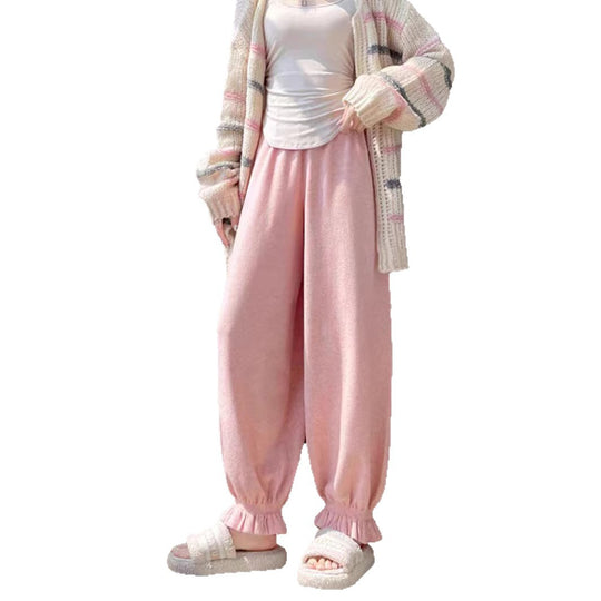 Damen bequeme Palazzohose aus glänzendem Material R&B