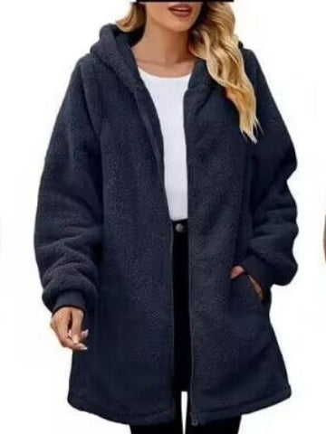 Damen Kuschelige Fleecejacke im oversized Stil mit Reißverschluss R&B