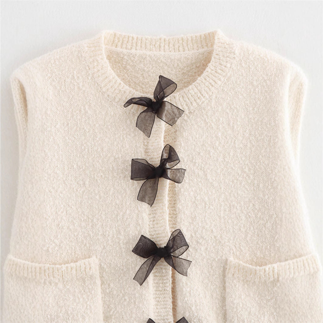 Damen Bouclé-Jacke mit eleganten Schleifen und Fransen R&B