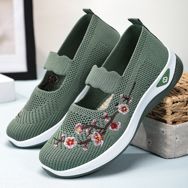 Damen Slip-On Ballerinas mit floralem Strickdesign R&B