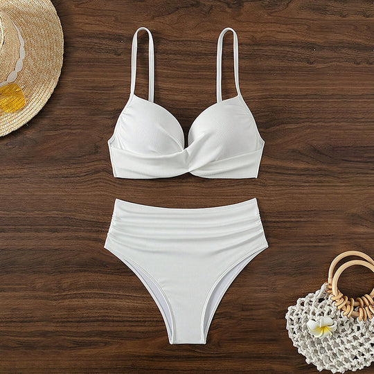 Damen Hoch tailliertes Bikini-Set mit elegantem Oberteil R&B