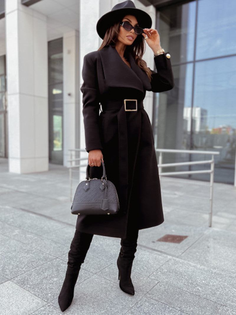 Damen eleganter Trenchcoat mit Gürtel und hochwertiger Verarbeitung R&B