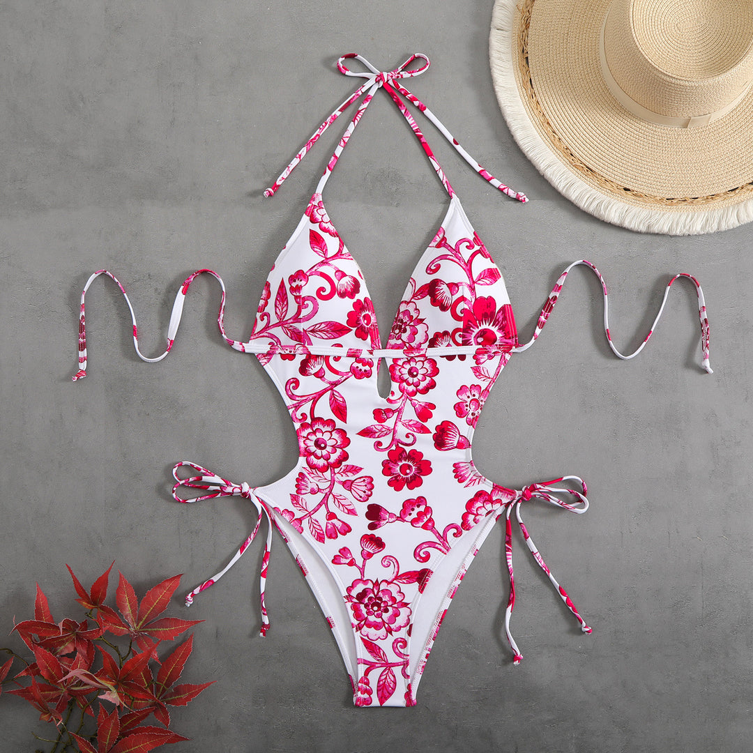 Damen ganzflächiger Bikini mit verspieltem floralen Design R&B