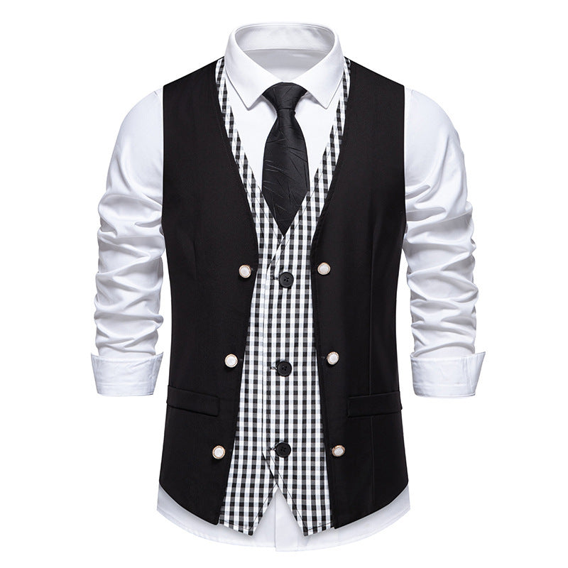 Herren elegante Weste mit kariertem Innenfutter R&B