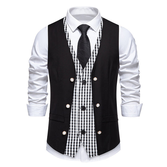 Herren elegante Weste mit kariertem Innenfutter R&B