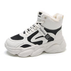 Damen Modische High-Top Sneakers mit warmem Innenfutter und rutschfester Sohle R&B