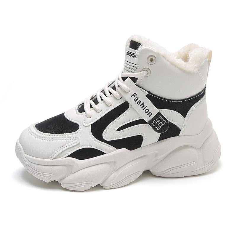 Damen Modische High-Top Sneakers mit warmem Innenfutter und rutschfester Sohle R&B