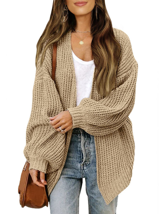 Damen Empfindlicher Grobstrick-Cardigan mit schillernden Ärmeln R&B