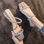 Damen Glitzernde Sandalen mit transparentem Absatz R&B