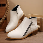 Damen modische Stiefeletten mit seitlichem Reißverschluss und bequemem Blockabsatz R&B