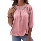 Damen lässiges Oversized-Shirt mit Rüschen und Viskose-Material R&B