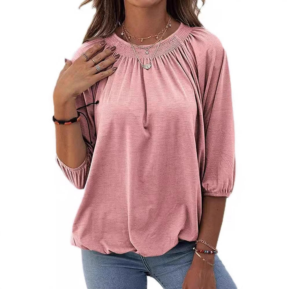 Damen lässiges Oversized-Shirt mit Rüschen und Viskose-Material R&B