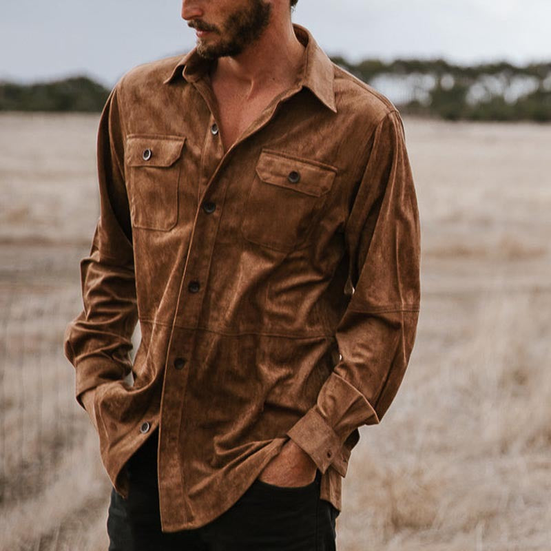 Herren Wildlederlook Hemd