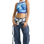 Damen Crop-Top mit kreativem Fotodruck und figurschmeichelndem Schnitt R&B