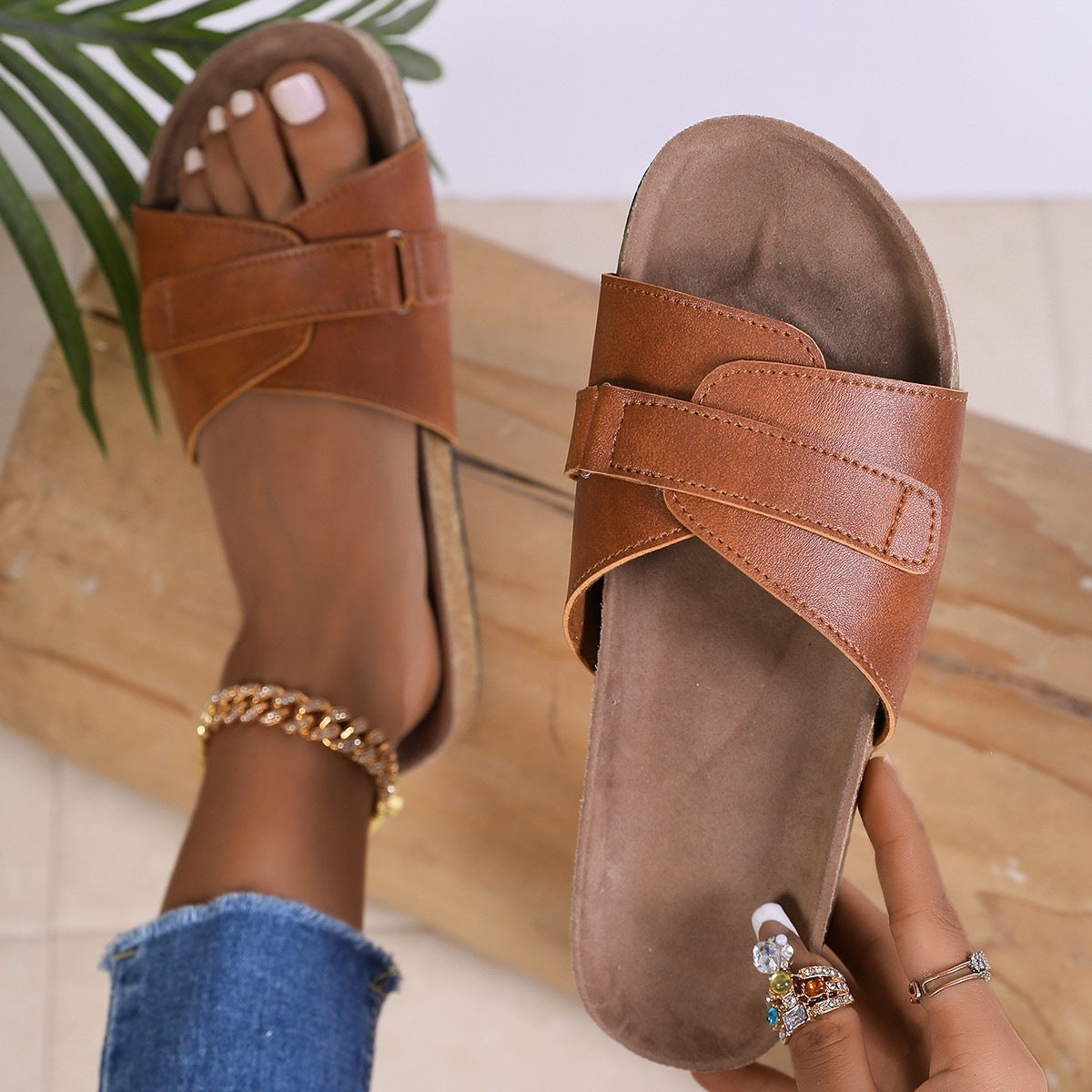 Damen Bequeme Clogs mit verstellbarem Riemen R&B