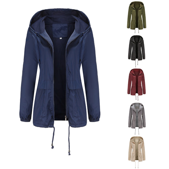 Damen sportliche Windbreaker-Jacke mit verstellbarer Kapuze und elastischen Bündchen R&B