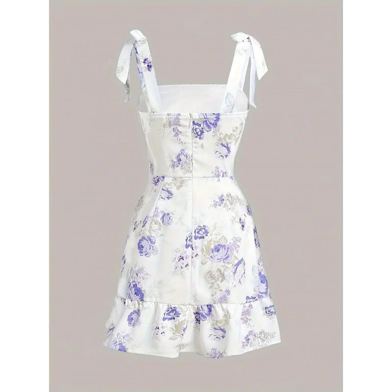 Damen Minikleid mit floralen Rüschendetails und taillierter Silhouette R&B