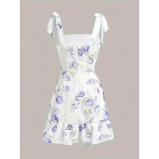 Damen Minikleid mit floralen Rüschendetails und taillierter Silhouette R&B