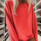 Damen Lässiger Rippstrick-Pullover mit weitem Schnitt R&B