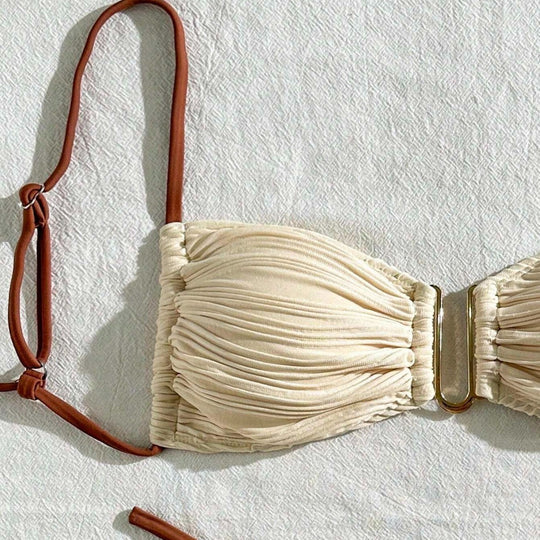 Damen Triangel-Bikini mit elegantem Raffungsdesign und modischen Trägerdetails R&B