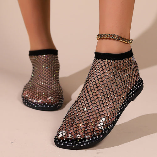 Damen elegante Netzsandalen mit funkelnden Strass-Applikationen R&B