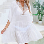 Damen Strandkleid mit eleganter Häkelapplikation und fließendem Schnitt R&B