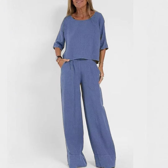 Damen stilvolles Hosenanzug-Set aus Leinen R&B