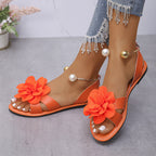 Damen komfortable Sandalen mit dekorativen Blumen-Applikationen R&B