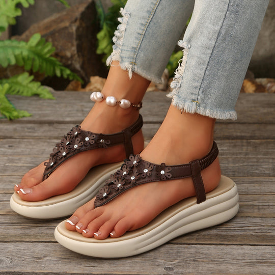 Damen Mode-Sandalen mit floralem Detail und gepolsterter Sohle R&B