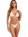 Damen Triangel-Bikini-Set mit verstellbaren Schnürdetails und gekräuseltem Design R&B
