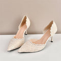 Damen elegante Slingback-Pumps mit zarter Spitzenverzierung R&B