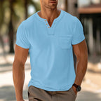 Herren Freizeit T-Shirt mit modernem Henley-Ausschnitt und praktischer Brusttasche R&B