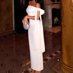Damen Elegantes Off-Shoulder Maxikleid mit figurformendem Schnitt und schwingendem Saum R&B