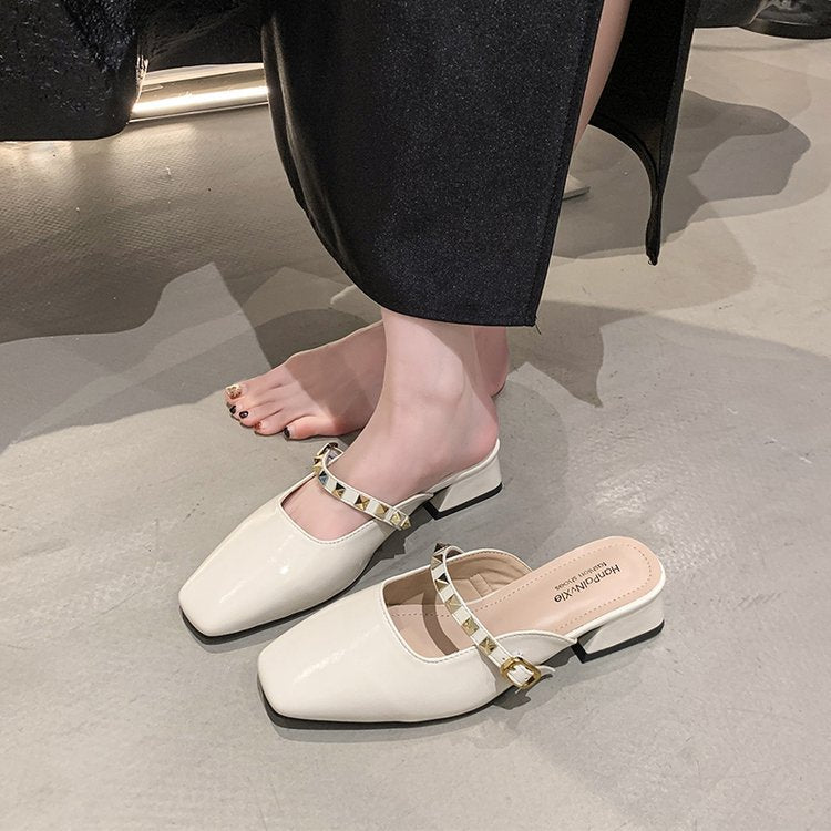 Damen elegante Slingback-Mules mit modischem Absatz R&B