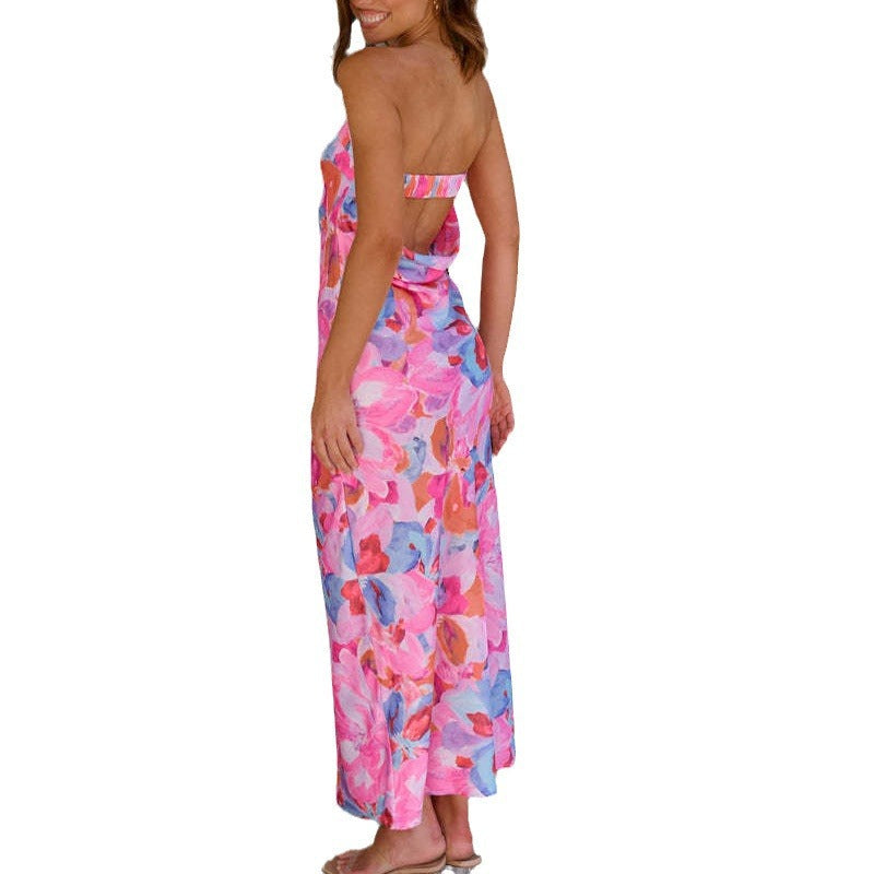 Damen Maxikleid im modernen Tube-Style mit blühendem Floral-Design R&B