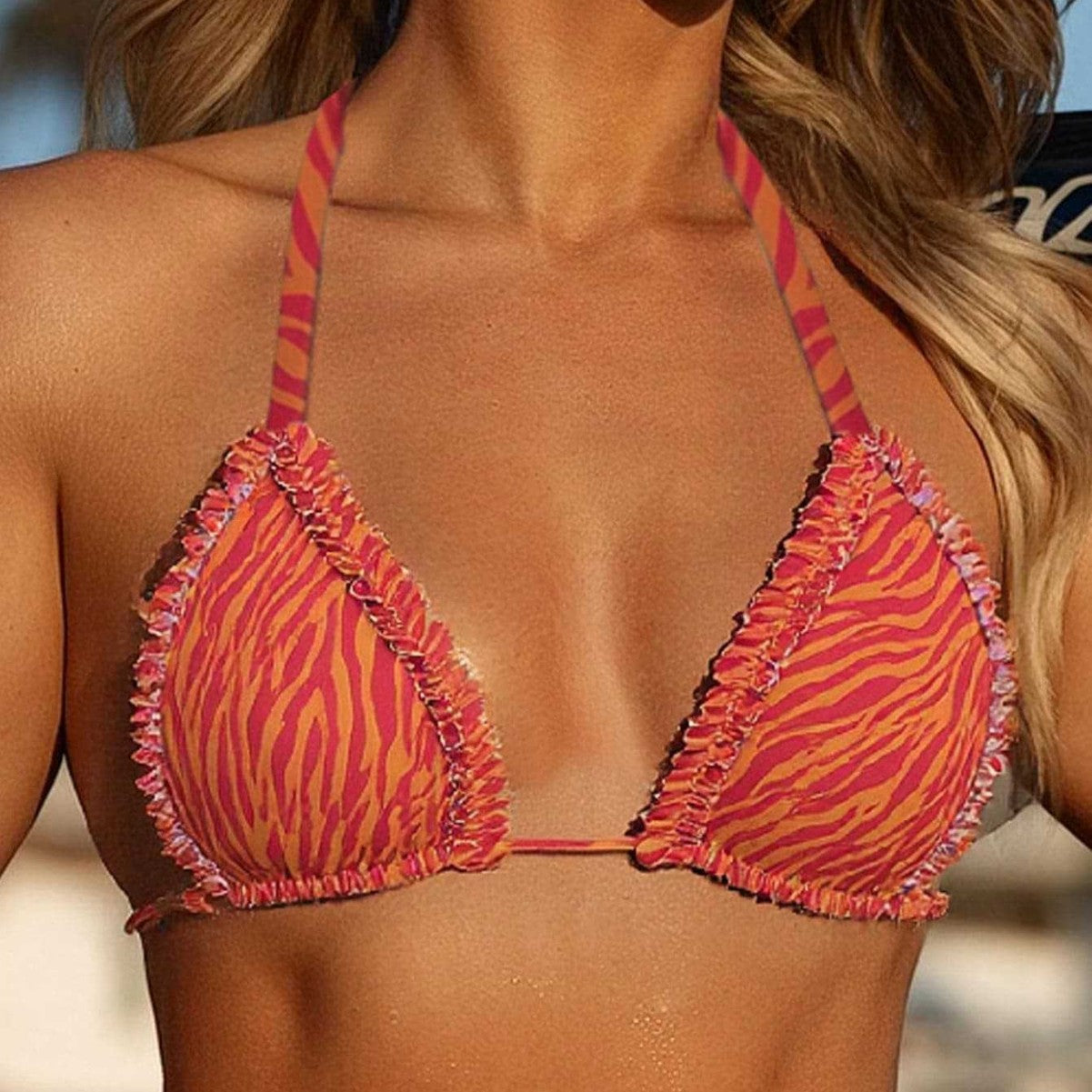 Damen Triangel-Bikini mit fransigen Akzenten R&B