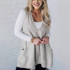 Damen Bequemer Strick-Poncho mit seitlichen Taschen R&B