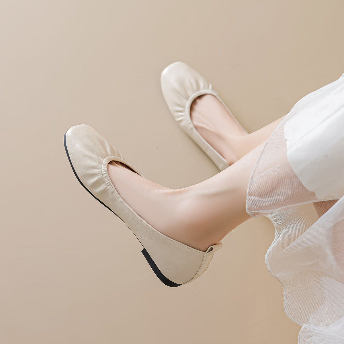 Damen Ballerinas mit dezentem Faltenwurf
