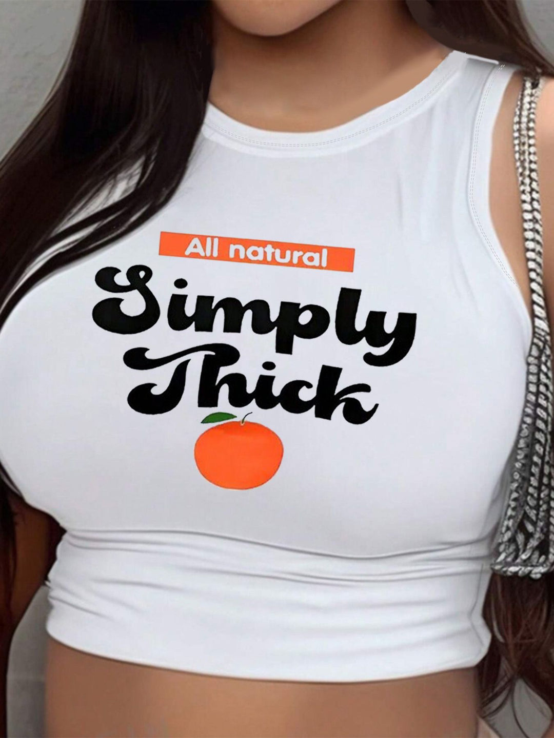Damen Crop-Top mit modernem Grafikdruck und trendiger Schnalle R&B