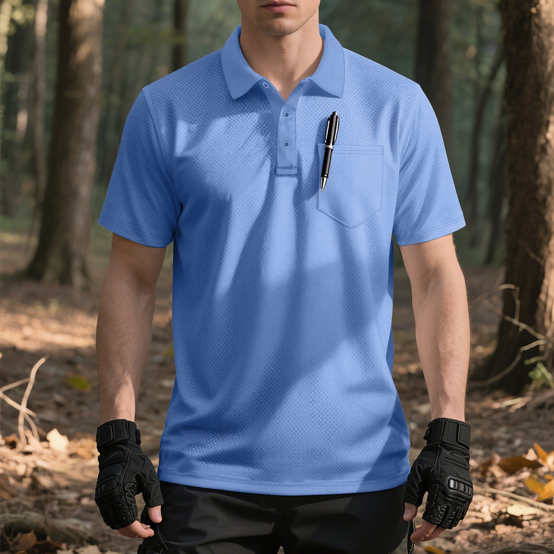 Herren Polo-Shirt mit atmungsaktivem Mesh-Gewe und praktischer Brusttasche