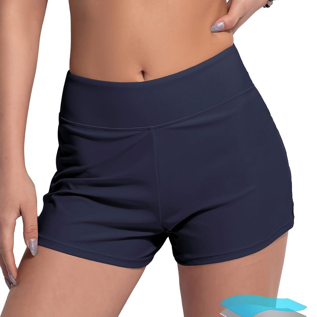 Damen Hochgeschnittene Sport-Badeshorts mit elastischem Bund R&B