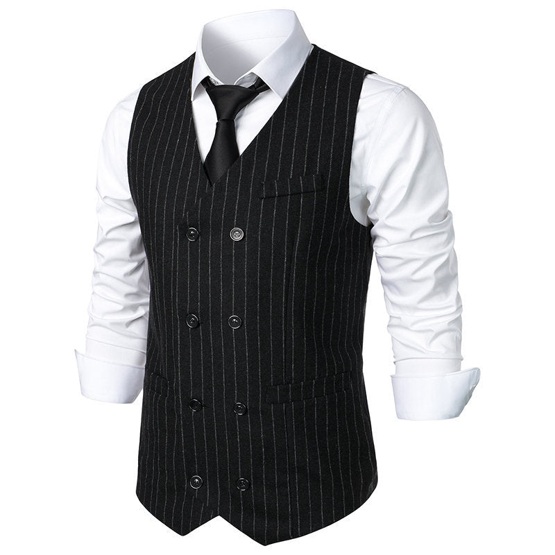 Herren elegante Anzugweste im klassischen Nadelstreifen-Design mit praktischen Taschen R&B