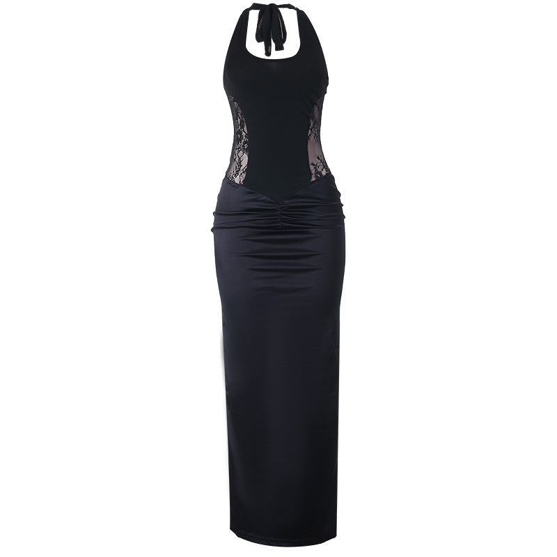 Damen Elegantes Maxikleid mit raffiniertem Spitzenoberteil und fließendem Rock EB