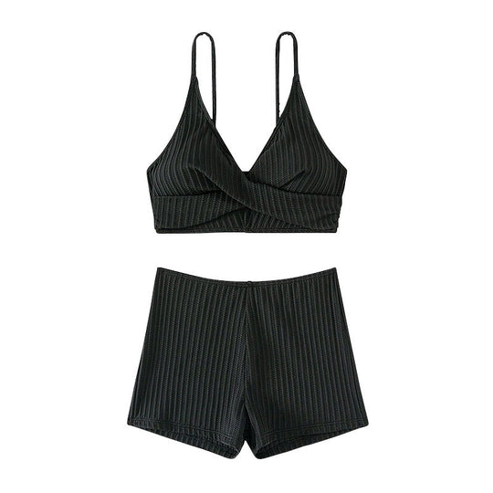 Damen Hochwertiges Zweiteiler Bikini-Set mit Wellenmuster R&B