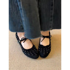 Damen Elegante Ballerinas mit funkelnden Nieten und bequemer Sohle