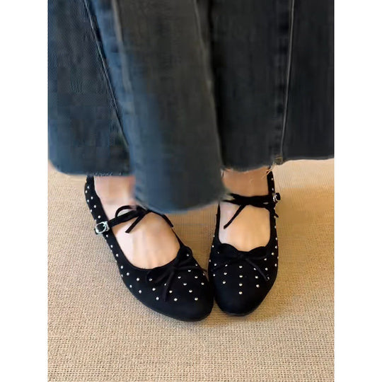 Damen Elegante Ballerinas mit funkelnden Nieten und bequemer Sohle R&B