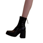 Damen modische Ankle Boots mit robustem Blockabsatz und eleganter Naht R&B