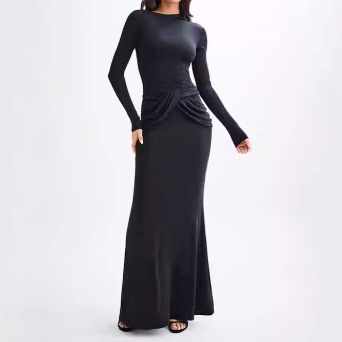 Damen Elegantes Maxikleid mit dekorativer Drapierung R&B