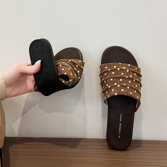 Damen Komfortable Pantoletten mit dekorativem Punkte-Design R&B