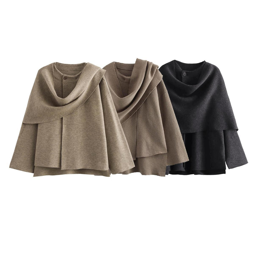 Damen modischer Umhangpullover aus weichem Material R&B